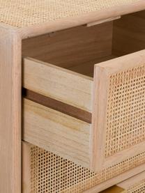 Ladekast Cayetana van hout, Frame: gefineerd MDF, Handvatten: metaal, Poten: gelakt bamboehout, Bruin, 42 x 101 cm