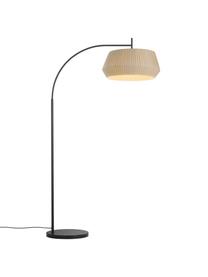 Grosse Bogenlampe Dicte aus Faltenstoff, Lampenschirm: Stoff, Beige, Schwarz, B 104 x H 180 cm
