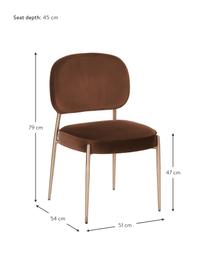 Fluwelen stoel Viggo, Bekleding: fluweel (polyester), Fluweel bruin, B 51 x D 54 cm