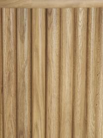 Tavolo rotondo in legno di quercia Janina, Ø 110 cm, Legno di quercia massiccio, pannello di fibra a media densità (MDF) laccato, Marrone, Ø 110 x Alt. 75 cm