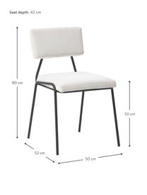 Sedia imbottita in velluto a coste Mats 2 pz, Gambe: metallo verniciato a polv, Velluto a coste bianco, Larg. 50 x Alt. 80 cm