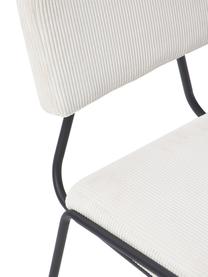 Corduroygestoffeerde stoelen Mats in wit, 2 stuks, Poten: gepoedercoat metaal, Koord wit, B 50 x H 80 cm