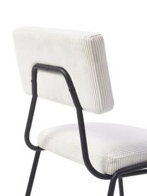 Sedia imbottita in velluto a coste Mats 2 pz, Gambe: metallo verniciato a polv, Velluto a coste bianco, Larg. 50 x Alt. 80 cm