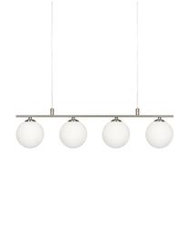 Hanglamp Quattro, Baldakijn: metaal, Opaalwit, zilverkleurig, B 66 x H 17 cm
