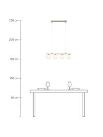 Hanglamp Quattro, Baldakijn: metaal, Opaalwit, zilverkleurig, B 66 x H 17 cm