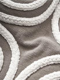 Kissenhülle Inga in Grau mit getufteten Verzierungen und Fransen, 100 % Bio-Baumwolle, BCI-zertifiziert, Grau, B 45 x L 45 cm