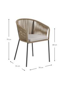 Gartenstuhl Yanet, Bezug: 100 % Polyester, Gestell: Metall, galvanisiert, Hellbraun, Webstoff Taupe, B 56 x T 55 cm