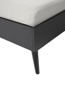 Dřevěná postel s čelem Signe, Dubové dřevo, lakováno černou barvou, Š 180 cm, D 200 cm