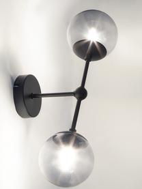Aplique grande de vidrio ahumado Beth, Estructura: metal con pintura en polv, Fijación: metal con pintura en polv, Gris, negro, F 20 x Al 45 cm
