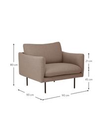 Sillón Fluente, Tapizado: poliéster Alta resistenci, Estructura: madera de pino maciza, Patas: metal, Tejido gris pardo, An 90 x F 90 cm