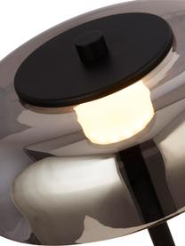 Dimbare LED tafellamp Frisbee van glas, Lampvoet: gecoat metaal, Lampenkap: glas, Zwart, grijs, Ø 23 x H 40 cm