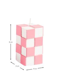 Kaars Tile met tegeleffect in roze, Was, Roze, wit, B 4 x H 8 cm
