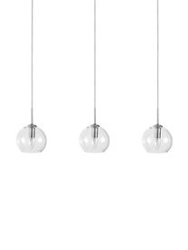 Lampada a sospensione argentata Hamilton, Paralume: vetro, Struttura: metallo cromato, Baldacchino: metallo cromato, Trasparente, Larg. 81 x Alt. 13 cm