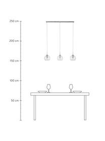 Lampada a sospensione argentata Hamilton, Paralume: vetro, Struttura: metallo cromato, Baldacchino: metallo cromato, Trasparente, Larg. 81 x Alt. 13 cm