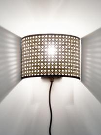 Wandlamp Vienna van Weens vlechtwerk met stekker, Lampenkap: kunststof, Beige, zwart, B 22 x H 16 cm
