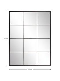 Espejo de pared ventana Clarita, Estructura: metal con pintura en polv, Espejo: cristal, Parte trasera: tablero de fibras de dens, Negro, An 70 x Al 90 cm