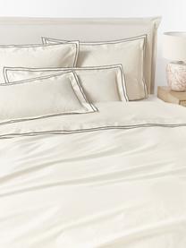 Taie d'oreiller en satin de coton Carlotta, Blanc crème, noir, larg. 50 x long. 70 cm