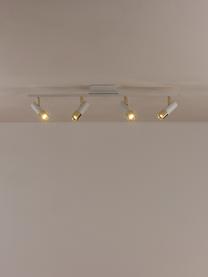 Plafonnier spot LED Bobby, Blanc, couleur dorée, larg. 86 x haut. 13 cm