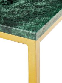 Stolik kawowy z marmuru Alys, Blat: marmur, Stelaż: metal powlekany, Zielony marmur, odcienie złotego, S 120 x W 35 cm