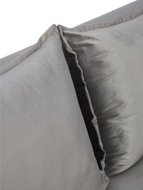 Zamatová pohovka na spanie s úložným priestorom Lea (3-miestna), Zamatová sivá, Š 215 x H 94 cm