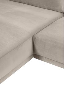 Kleine fluwelen hoekbank Fluente met metalen poten, Bekleding: fluweel (100% polyester) , Frame: massief grenen, FSC-gecer, Poten: metaal, gepoedercoat, Fluweel beige, B 198 x D 152 cm, hoekdeel links