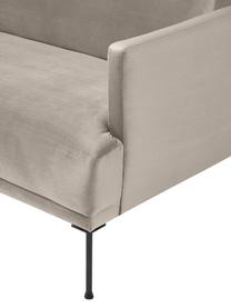 Kleine fluwelen hoekbank Fluente met metalen poten, Bekleding: fluweel (100% polyester) , Frame: massief grenen, FSC-gecer, Poten: metaal, gepoedercoat, Fluweel beige, B 198 x D 152 cm, hoekdeel links
