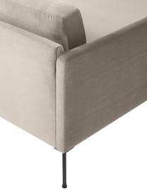 Kleine fluwelen hoekbank Fluente met metalen poten, Bekleding: fluweel (100% polyester) , Frame: massief grenen, FSC-gecer, Poten: metaal, gepoedercoat, Fluweel beige, B 198 x D 152 cm, hoekdeel links