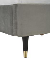 Cama tapizada en terciopelo Nova, Estructura: madera de pino maciza, ma, Tapizado: terciopelo de poliéster 3, Patas: madera maciza de caucho l, Terciopelo gris, 160 x 200 cm