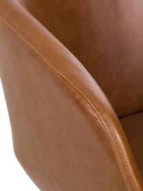Fotel tapicerowany z podłokietnikami z efektem skóry Juri, Tapicerka: sztuczna skóra (poliureta, Nogi: metal malowany proszkowo, Koniakowa sztuczna skóra, S 55 x G 57 cm