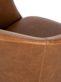 Fotel tapicerowany z podłokietnikami z efektem skóry Juri, Tapicerka: sztuczna skóra (poliureta, Nogi: metal malowany proszkowo, Koniakowa sztuczna skóra, S 55 x G 57 cm