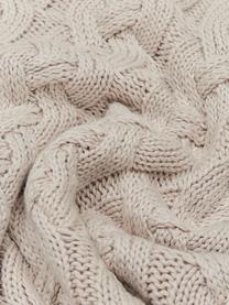 Strick-Kissenhülle Caleb mit Zopfmuster, 100% gekämmte Baumwolle, Beige, 40 x 40 cm