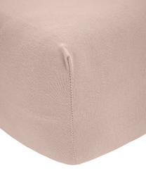 Prześcieradło z gumką na topper z jerseu i elastanem Lara, 95% bawełna, 5% elastan, Taupe, S 95 x D 200 cm