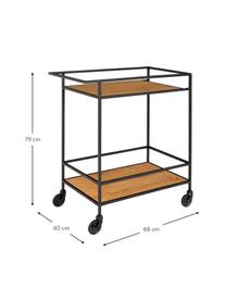 Camarera de metal Vita, Estructura: metal recubierto, Estantes: tablero de fibras de dens, Negro, madera, An 68 x Al 79 cm