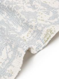Handgeweven katoenen vloerkleed Jasmine in beige/blauw in vintage stijl, Beige, blauw, B 70 x L 140 cm (maat XS)