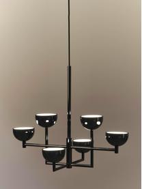 Grote LED-hanglamp Paula in metaal glanzend zwart, Baldakijn: vernikkeld metaal, Nikkelzwart, B 55 x H 49 cm