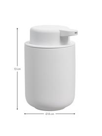 Dispenser sapone in maiolica con superficie soft-touch Ume, Contenitore: gres rivestita con superf, Bianco, Ø 8 x Alt. 13 cm