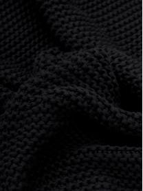 Plaid en tricot Adalyn, 100 % coton bio, certifié GOTS, Noir, larg. 150 x long. 200 cm
