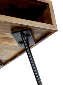 Bureau Repa van hout en metaal, Frame: sheesham hout, massief, g, Poten: gelakt metaal, Sheesham hout, zwart, 110 x 76 cm