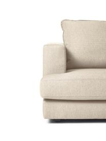 Fotel Tribeca, Tapicerka: 100% poliester Dzięki tka, Stelaż: lite drewno sosnowe, Nogi: lite drewno bukowe, lakie, Ciemnobeżowa tkanina, S 110 x G 96 cm