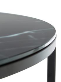 Runder Couchtisch Antigua mit Glasplatte in Marmoroptik, Tischplatte: Glas, bedruckt, Gestell: Stahl, pulverbeschichtet, Schwarz, marmoriert, Ø 80 x H 45 cm