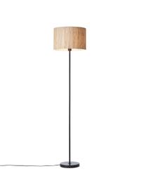 Stehlampe Wimea aus Seegras, Lampenschirm: Seegras, Lampenfuß: Metall, beschichtet, Hellbraun, Schwarz, Ø 38 x H 162 cm