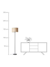Stehlampe Wimea aus Seegras, Lampenschirm: Seegras, Lampenfuß: Metall, beschichtet, Hellbraun, Schwarz, Ø 38 x H 162 cm