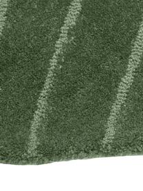 Rond wollen vloerkleed Aaron in donkergroen, handgetuft, Onderzijde: 100% katoen Bij wollen vl, Groen, Ø 120 cm (maat S)