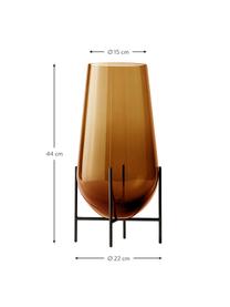 Grosse Mundgeblasene Design-Vase Échasse, Vase: Glas, mundgeblasen, Gestell: Messing, Braun, Bronze, Ø 22 x H 44 cm