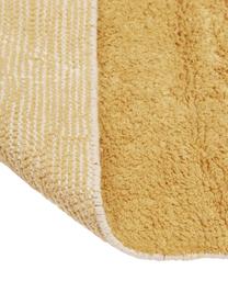 Ręcznie tuftowany dywan z bawełny z frędzlami Lines, Żółty, S 80 x D 150 cm (Rozmiar XS)