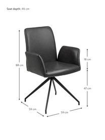 Kunstleder-Drehstuhl Naya, Bezug: Kunstleder (Polyurethan) , Beine: Metall, beschichtet, Kunstleder Schwarz, B 59 x T 59 cm