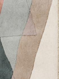 Handgetuft design vloerkleed Freya van wol, Bovenzijde: 95% wol, 5% viscose, Onderzijde: 100% katoen Bij wollen vl, Beigetinten, roze, blauwgrijs, B 200 x L 300 cm (maat L)