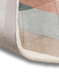 Handgetuft design vloerkleed Freya van wol, Bovenzijde: 95% wol, 5% viscose, Onderzijde: 100% katoen Bij wollen vl, Beigetinten, roze, blauwgrijs, B 140 x L 200 cm (maat S)