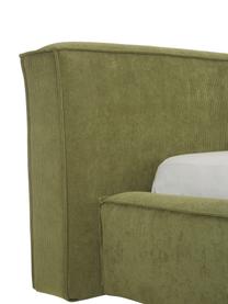 Gestoffeerd bed Lennon met opbergfunctie in groen van corduroy, Bekleding: corduroy (98% polyester, , Frame: massief grenenhout, multi, Corduroy groen, 140 x 200 cm