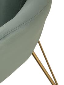 Sedia a dondolo in velluto con gambe in metallo Wing, Rivestimento: velluto (poliestere) Con , Struttura: metallo zincato, Velluto color salvia, dorato, Larg. 76 x Prof. 108 cm